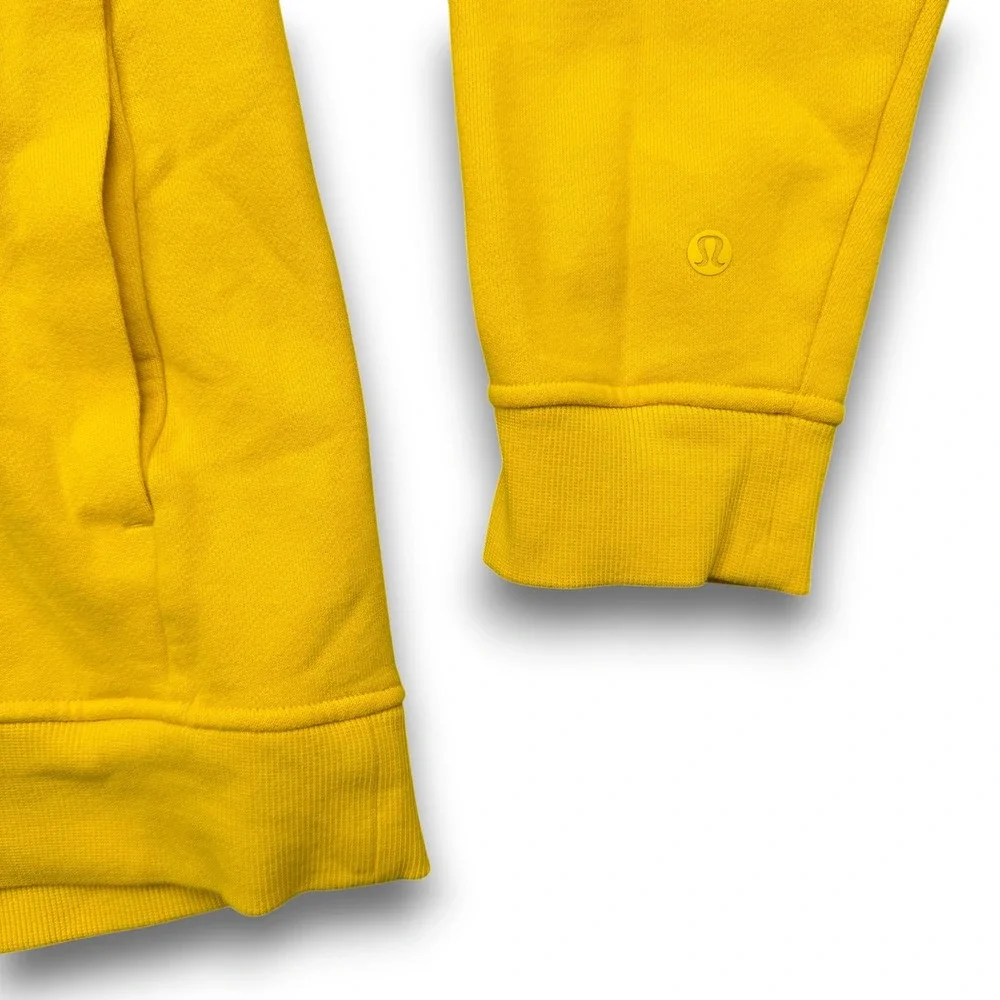 Lululemon City Sweat Pullover Hoodie‎ Mens L Yellow Raglan Sleeve Performance